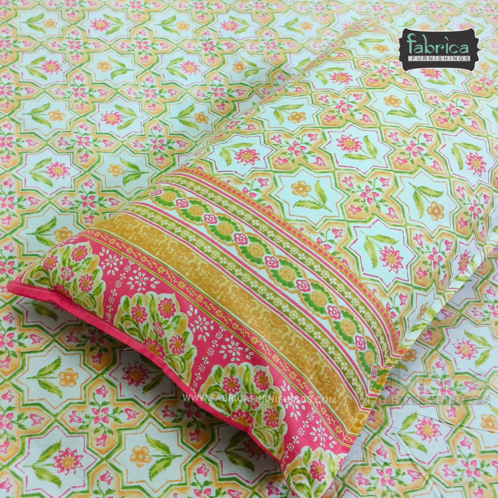 Sitara Handblock Designer Printed Premium Pure Cotton Kingsize Bed Sheets