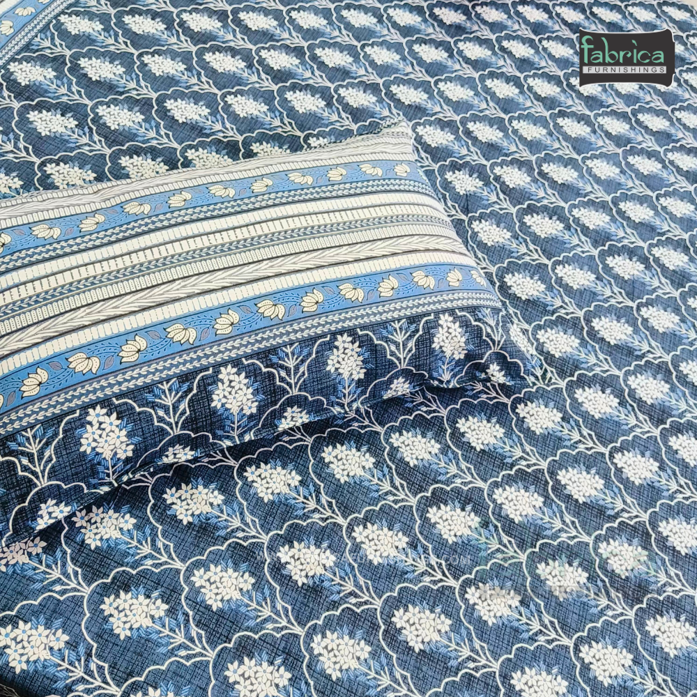 Sitara Handblock Designer Print Premium Cotton Kingsize Bed Sheets