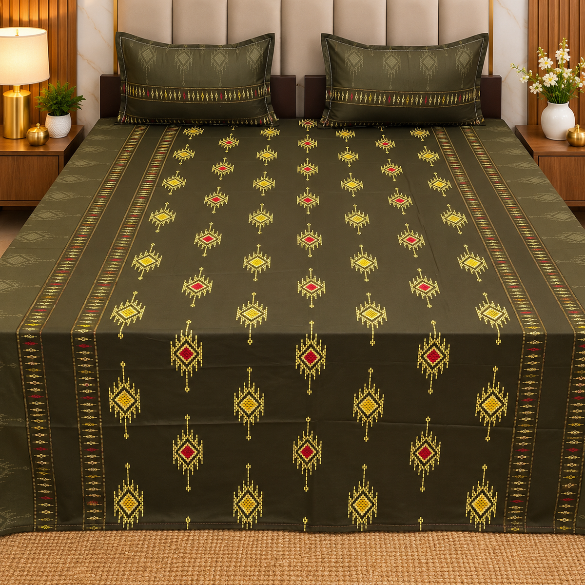 Procian Print Premium Pure Cotton Queen Size Bedsheet