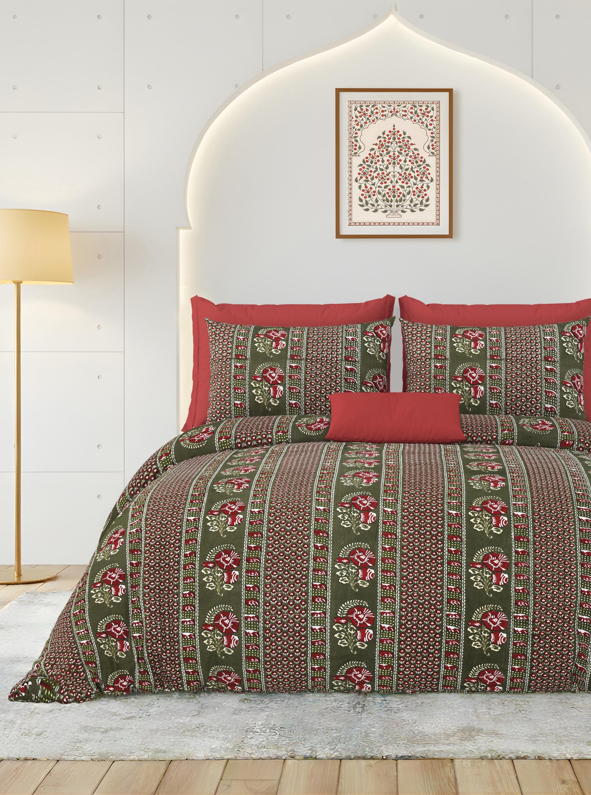 Rainbow Olive Heritage Premium Cotton King Size Bedsheet Set