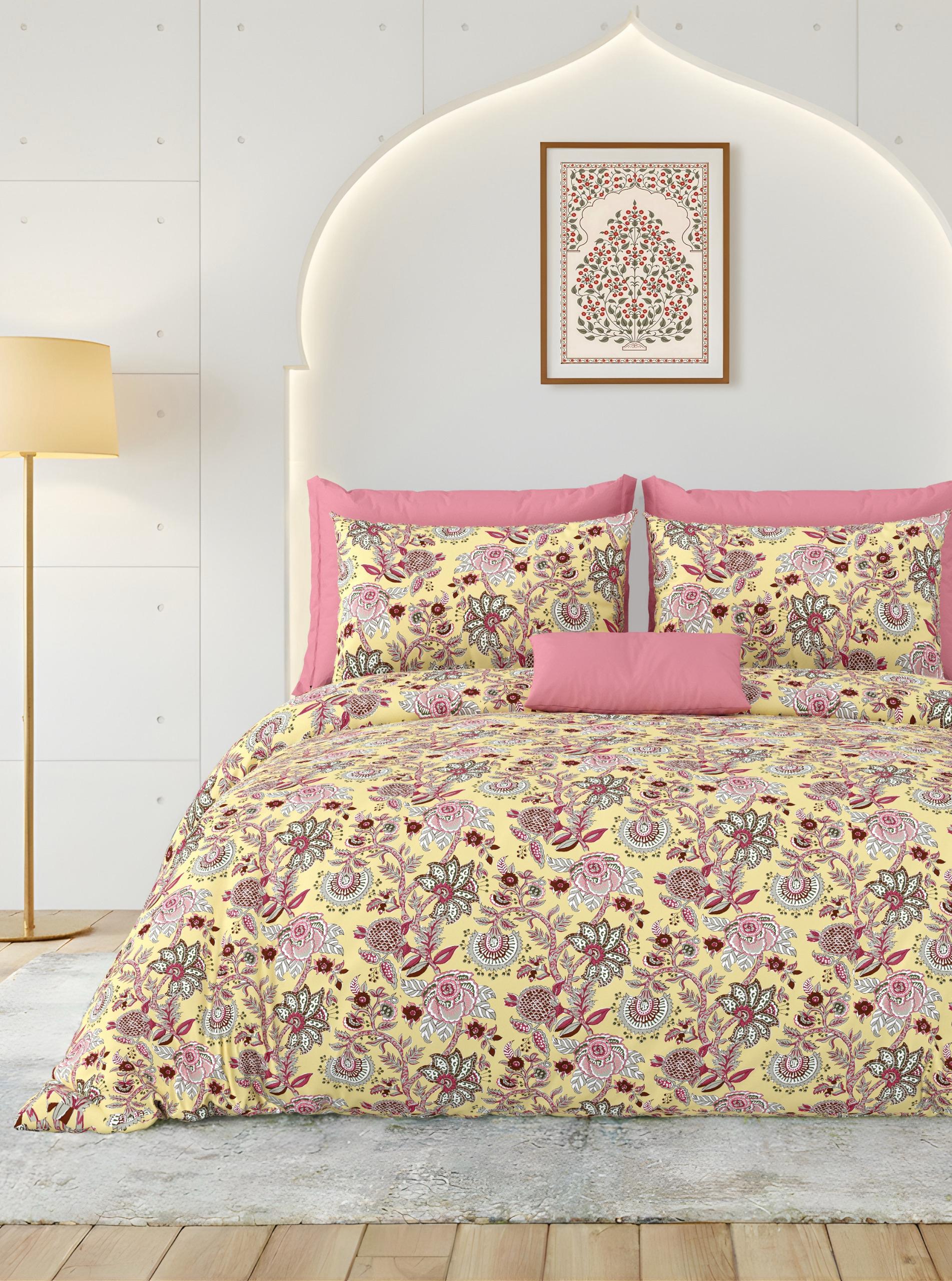 Rainbow Butter Bloom Premium Cotton King Size Bedsheet Set