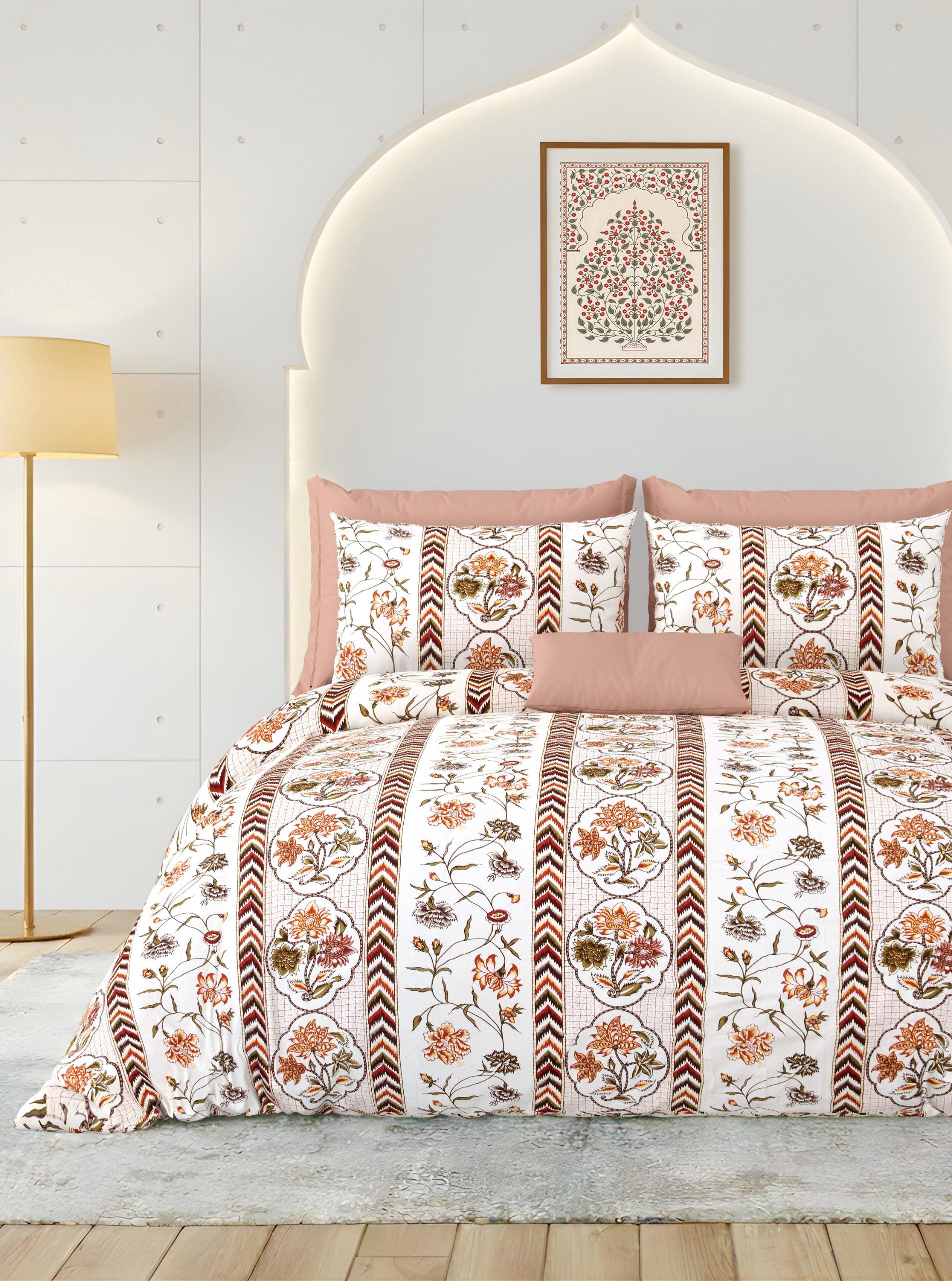 Rainbow Autumn Blossom Premium Cotton King Size Bedsheet Set