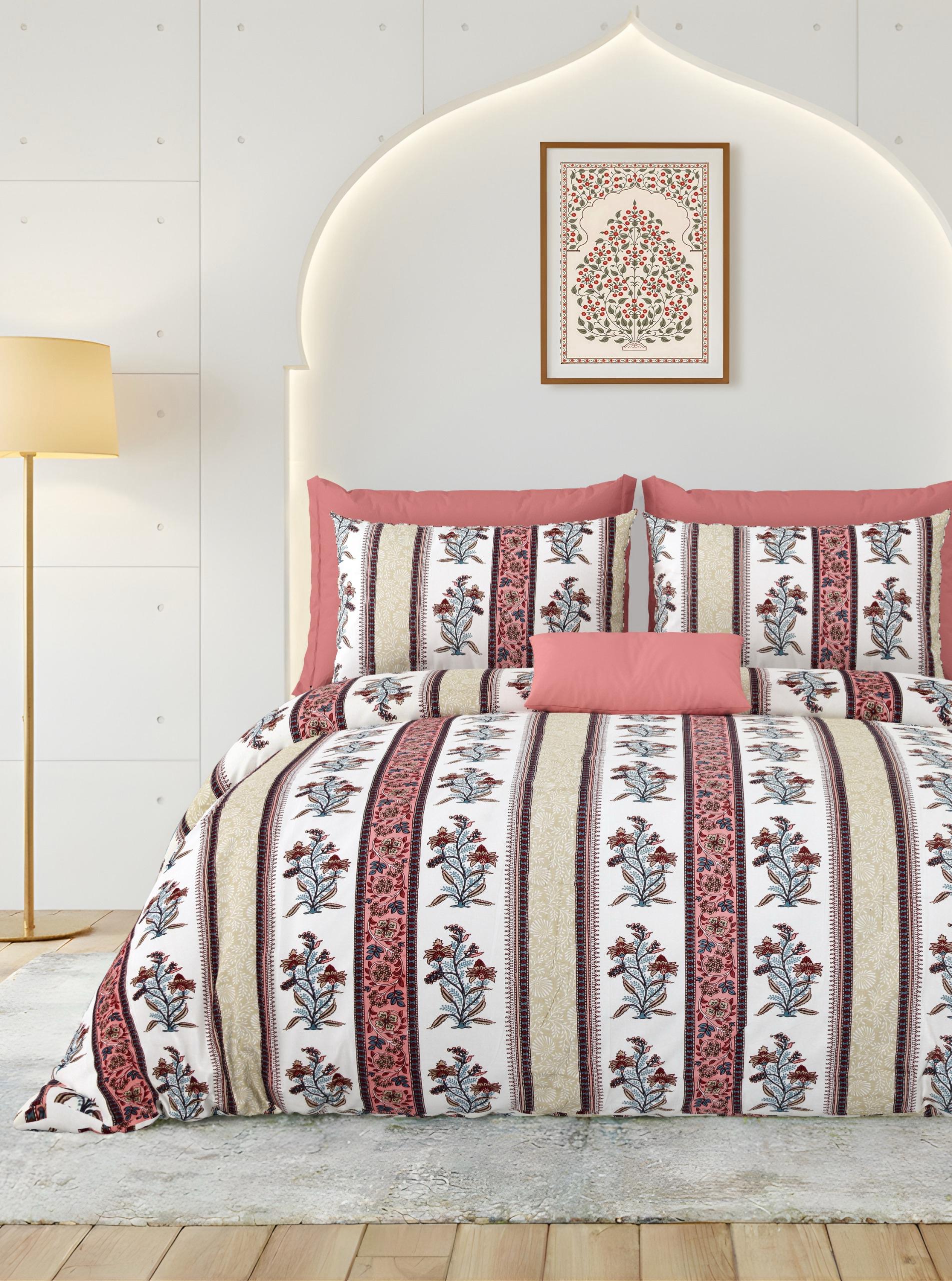 Rainbow Blush Heritage Premium Cotton King Size Bedsheet Set