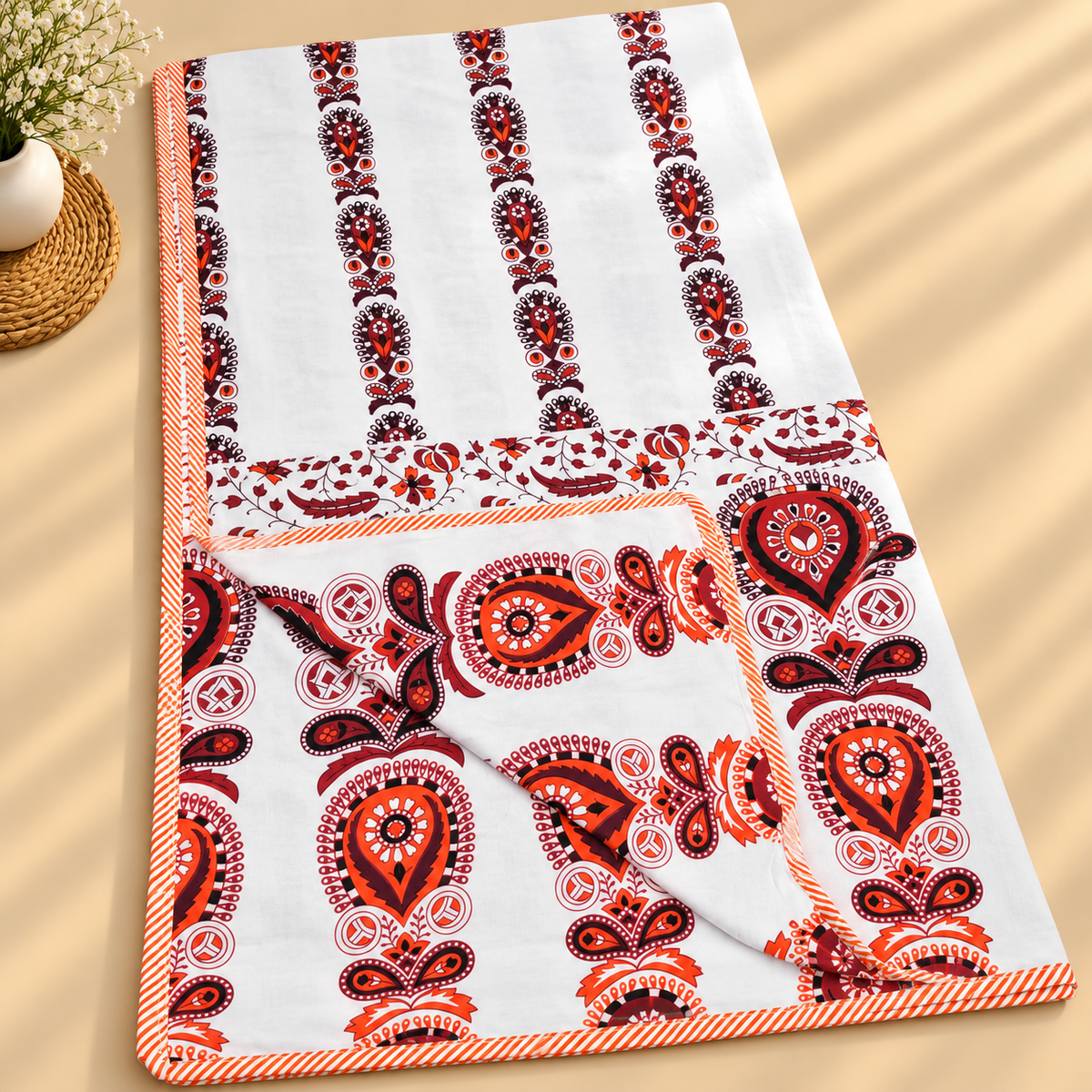 Rangoli Printed Mul Cotton Double Bed AC Duvet ( Tehar )