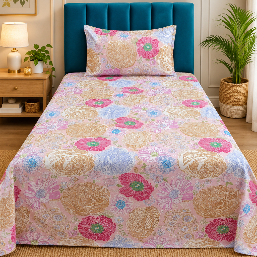 Export Cotton  Printed Single Bedsheet