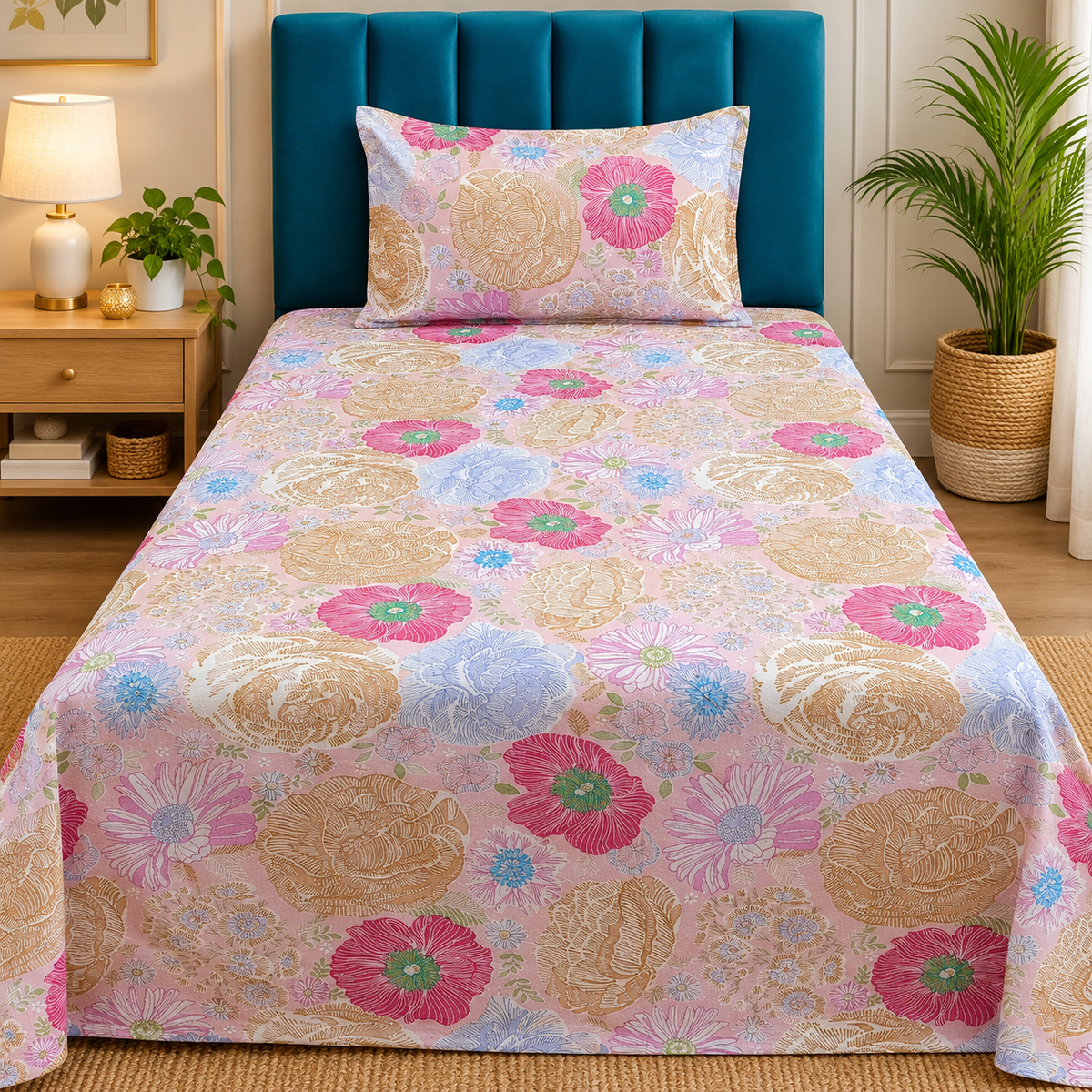 Export Cotton  Printed Single Bedsheet