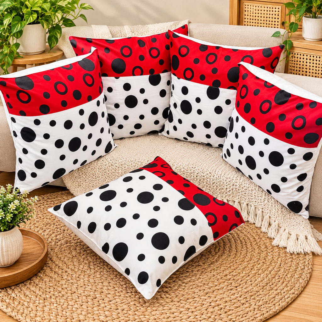 Mix & Match Pure Cotton Printed Cushion Covers (Set of 5 Pcs )