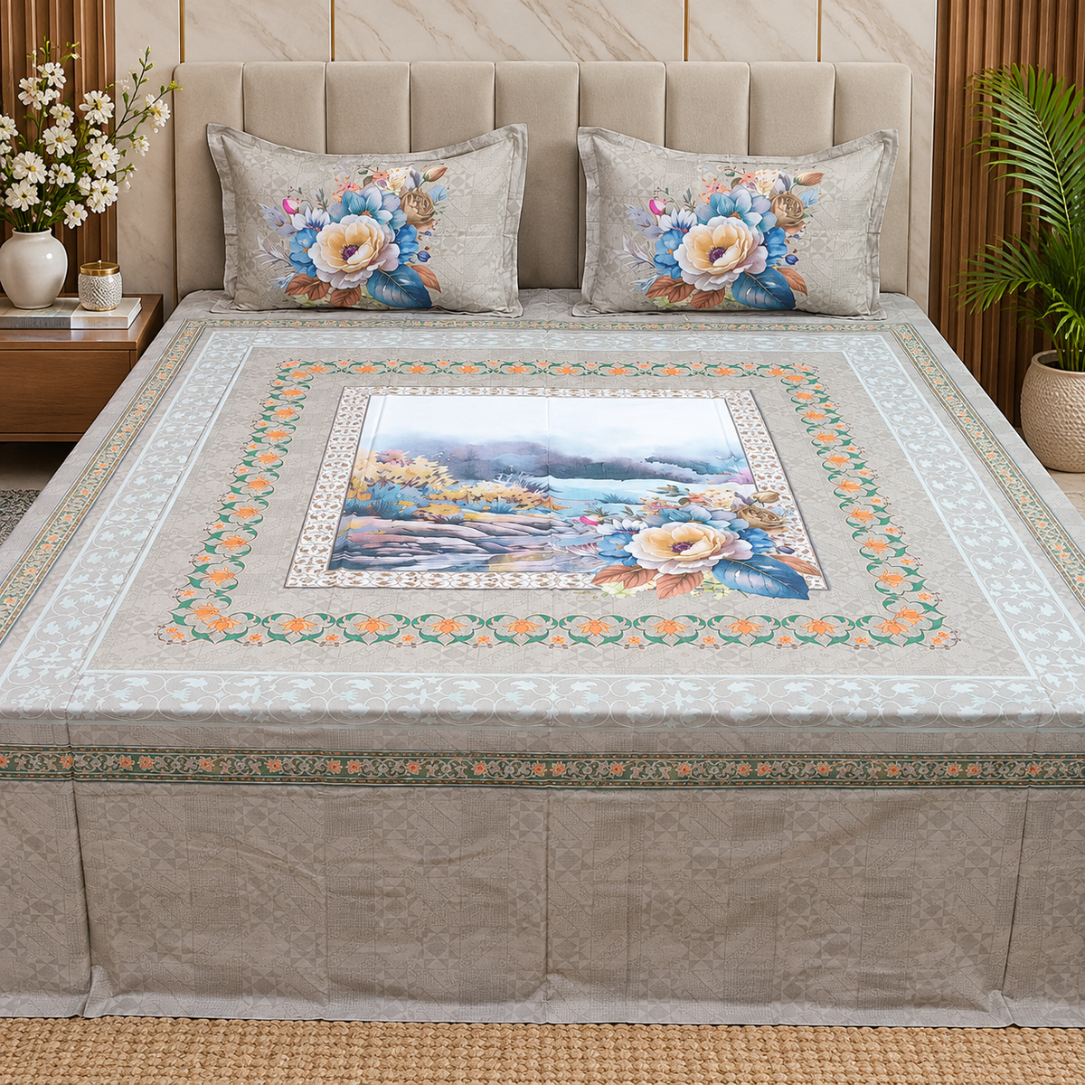 Digital Raga Printed King Size (400 Tc) Pure Cotton Bedsheet