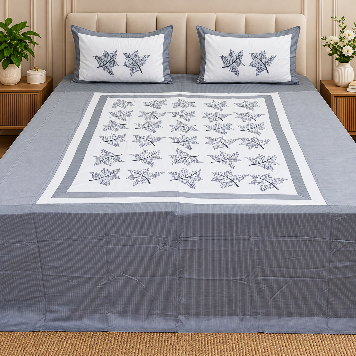 Kasturi Designer Pure Cotton Embroidered king Size Bedsheet