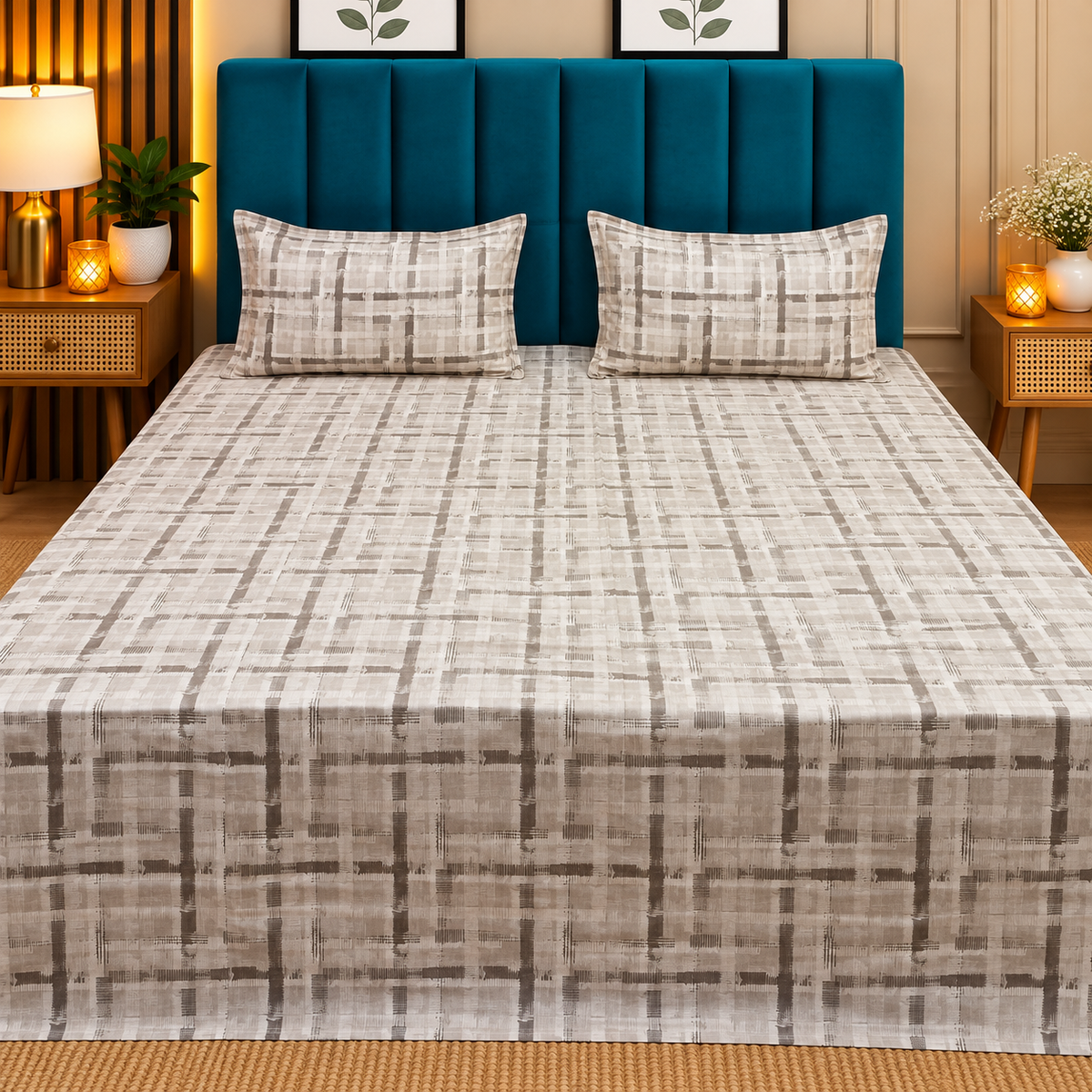Platinum printed Pure Cotton King Size Bed Sheets