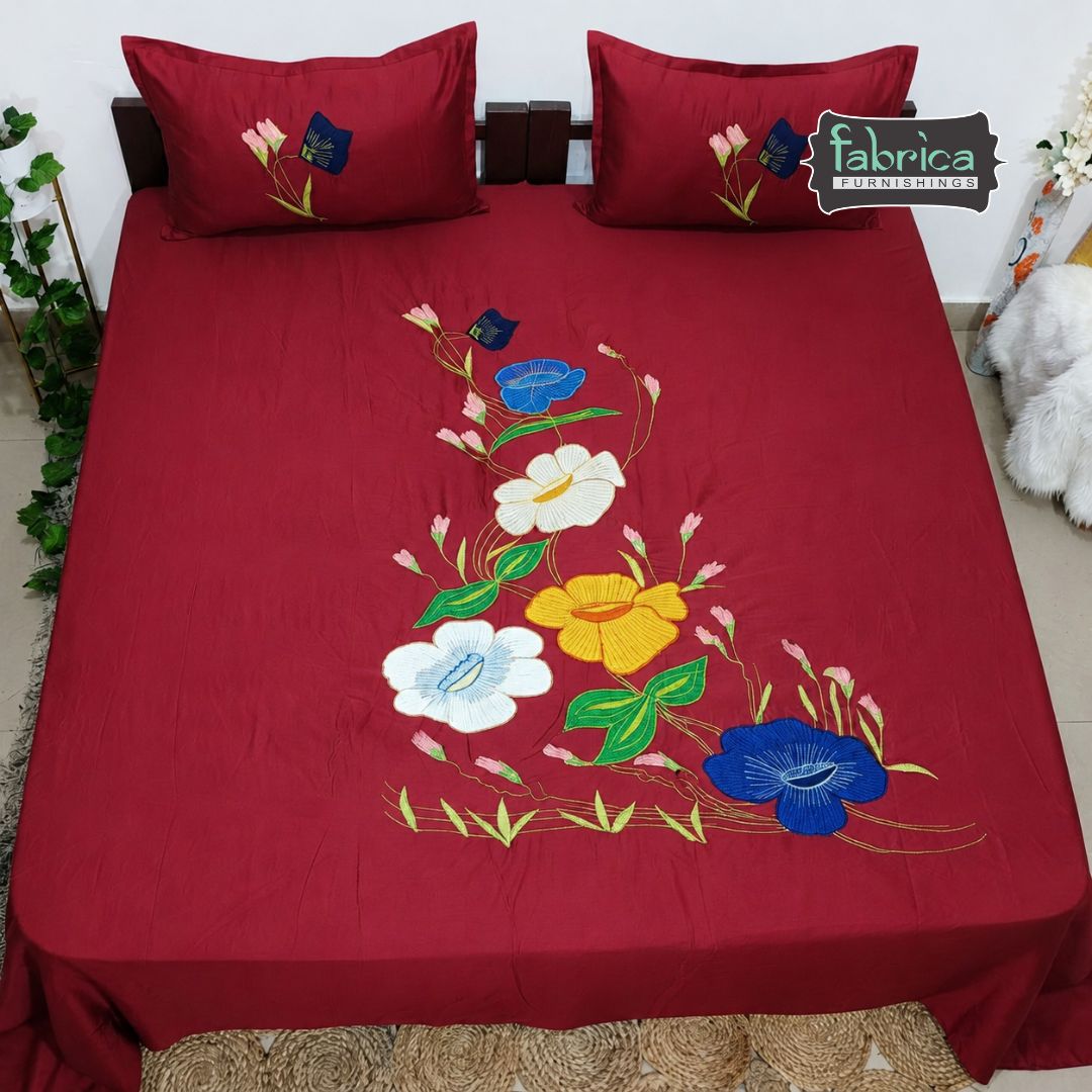 Home Designer Patchwork Embroider King Size Bed Sheets