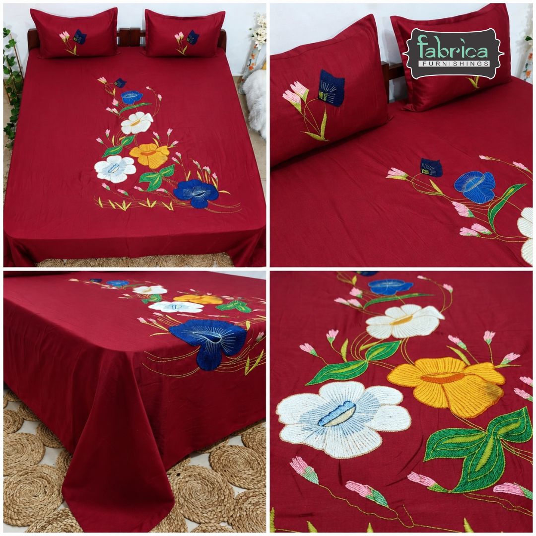 Home Designer Patchwork Embroider King Size Bed Sheets