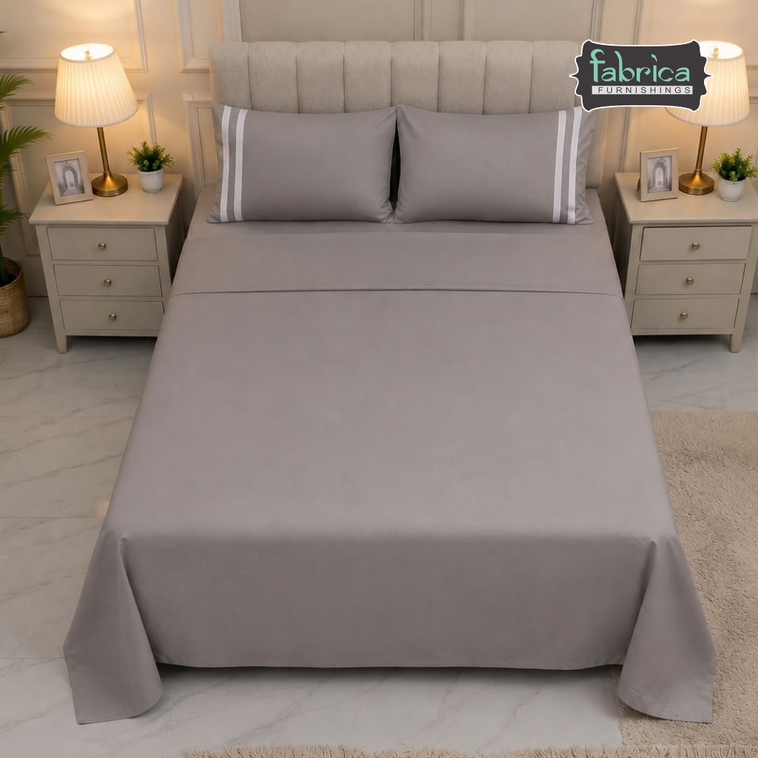 Premium Solid Taupe King Size Cotton Bedsheet with 2 Pillow Covers