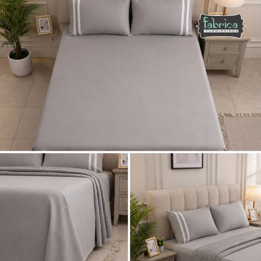 Premium Solid Taupe King Size Cotton Bedsheet with 2 Pillow Covers
