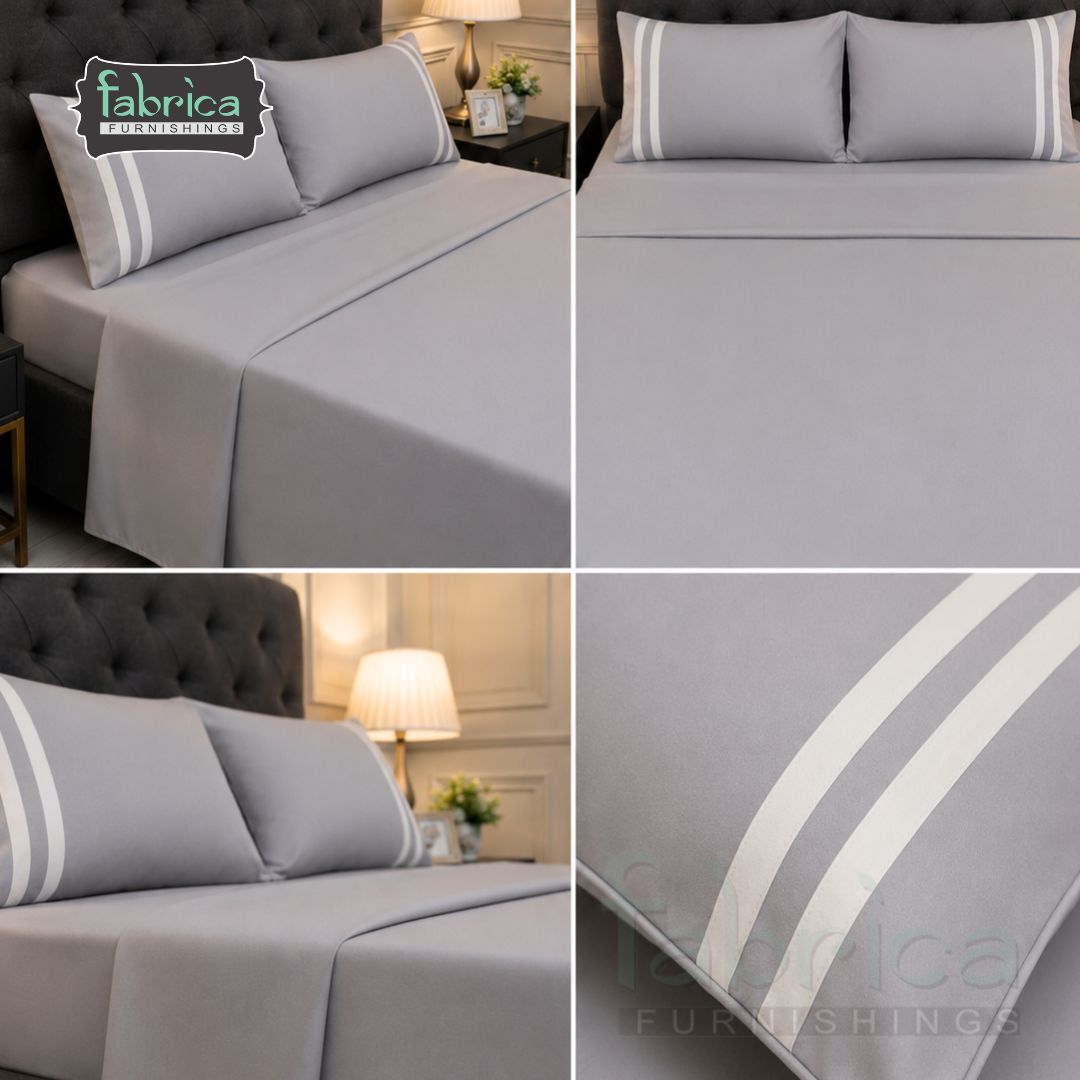 Serene Premium Solid Gray King Size Cotton Bedsheet with 2 Pillow Covers