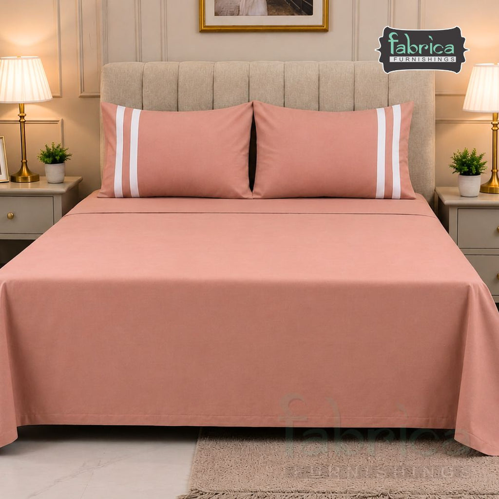 Premium Solid Muted Terracotta King Size Cotton Bedsheet with 2 Pillow Covers