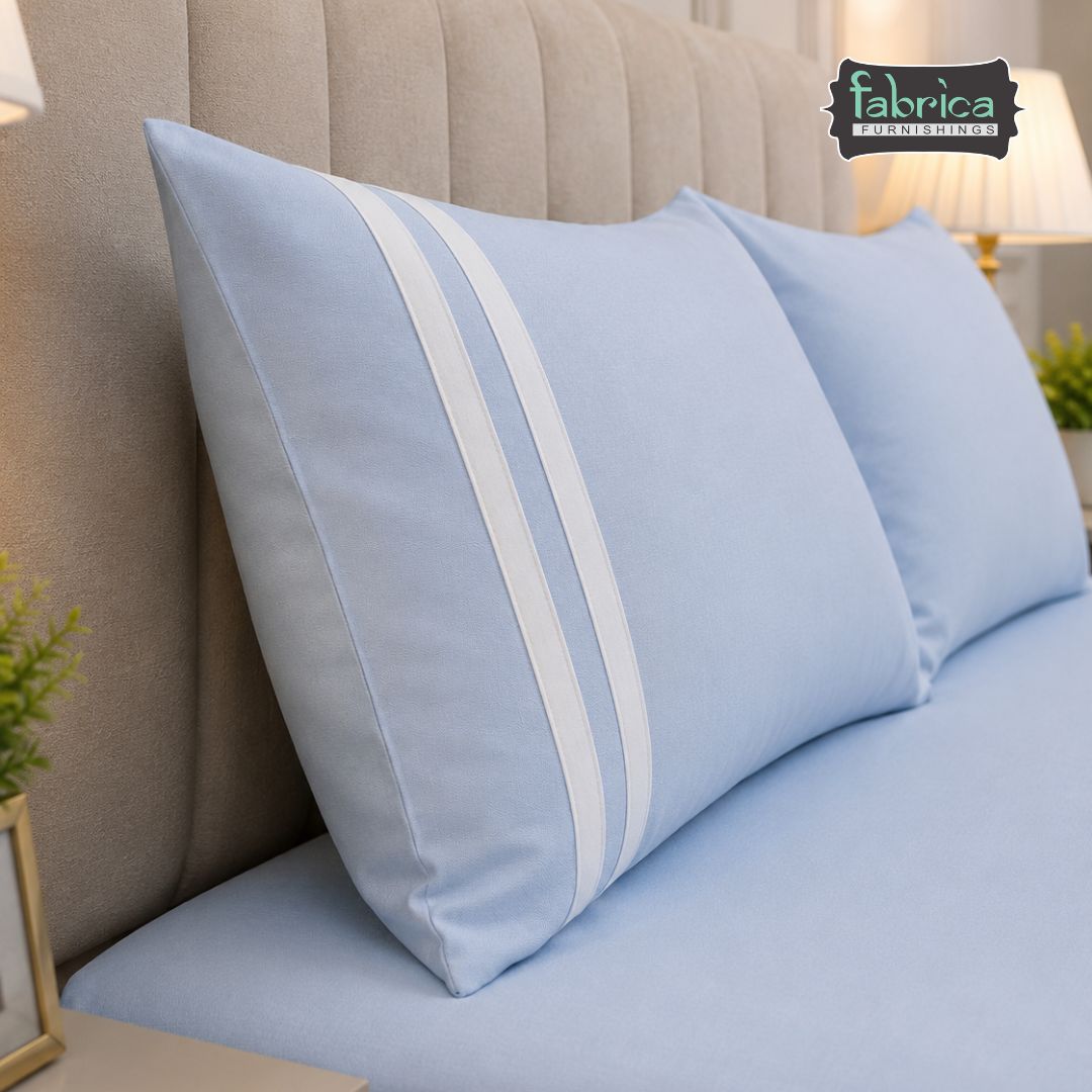 Serene Premium Solid Light Blue King Size Cotton Bedsheet with 2 Pillow Covers
