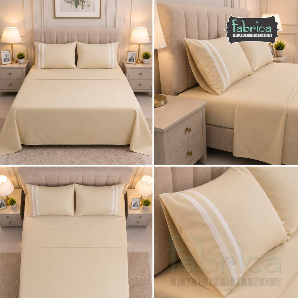 Serene Premium Solid Beige King Size Cotton Bedsheet with 2 Pillow Covers