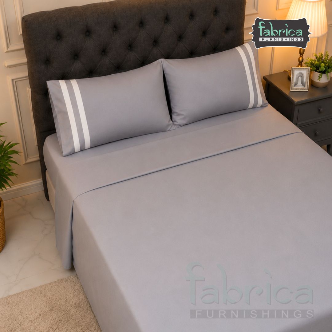 Serene Premium Solid Gray King Size Cotton Bedsheet with 2 Pillow Covers