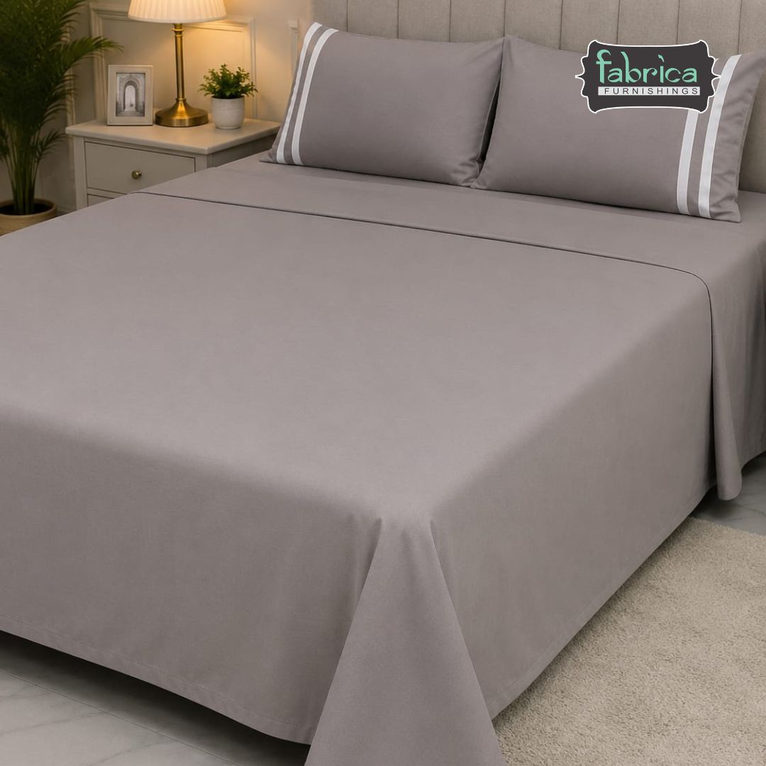 Premium Solid Taupe King Size Cotton Bedsheet with 2 Pillow Covers