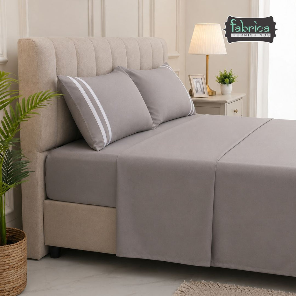 Premium Solid Taupe King Size Cotton Bedsheet with 2 Pillow Covers