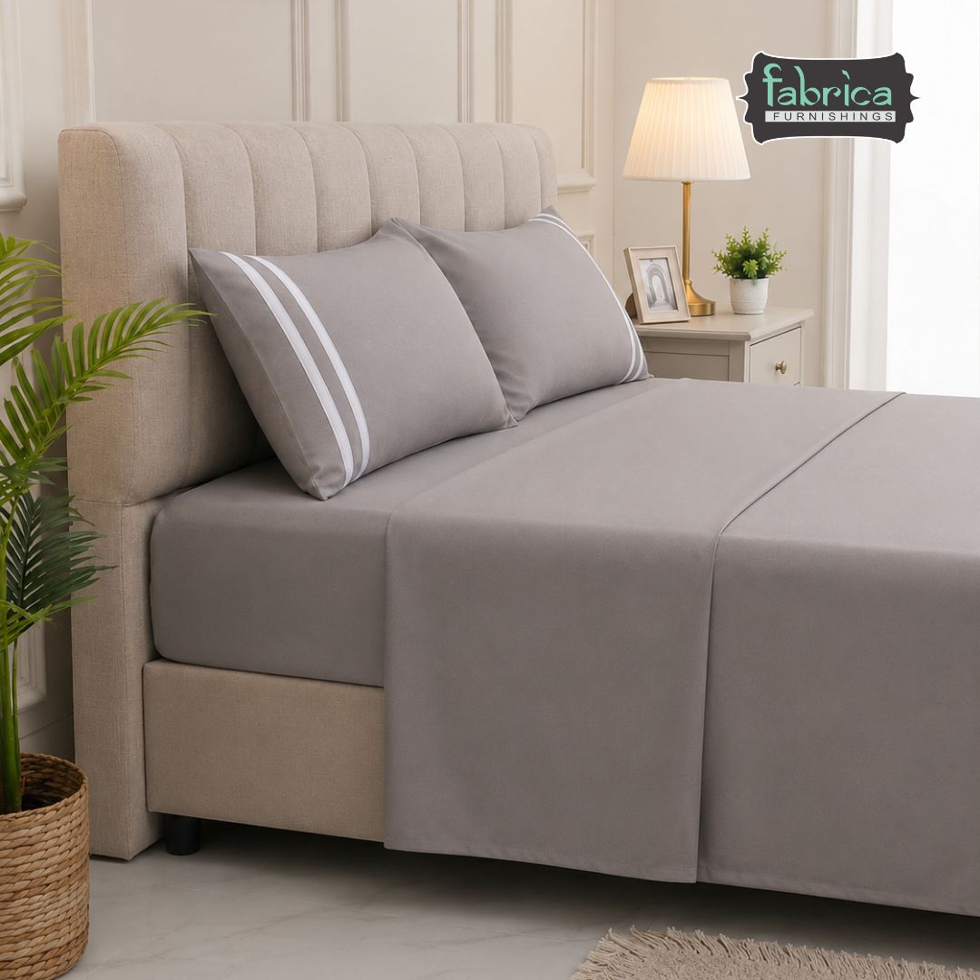 Premium Solid Taupe King Size Cotton Bedsheet with 2 Pillow Covers
