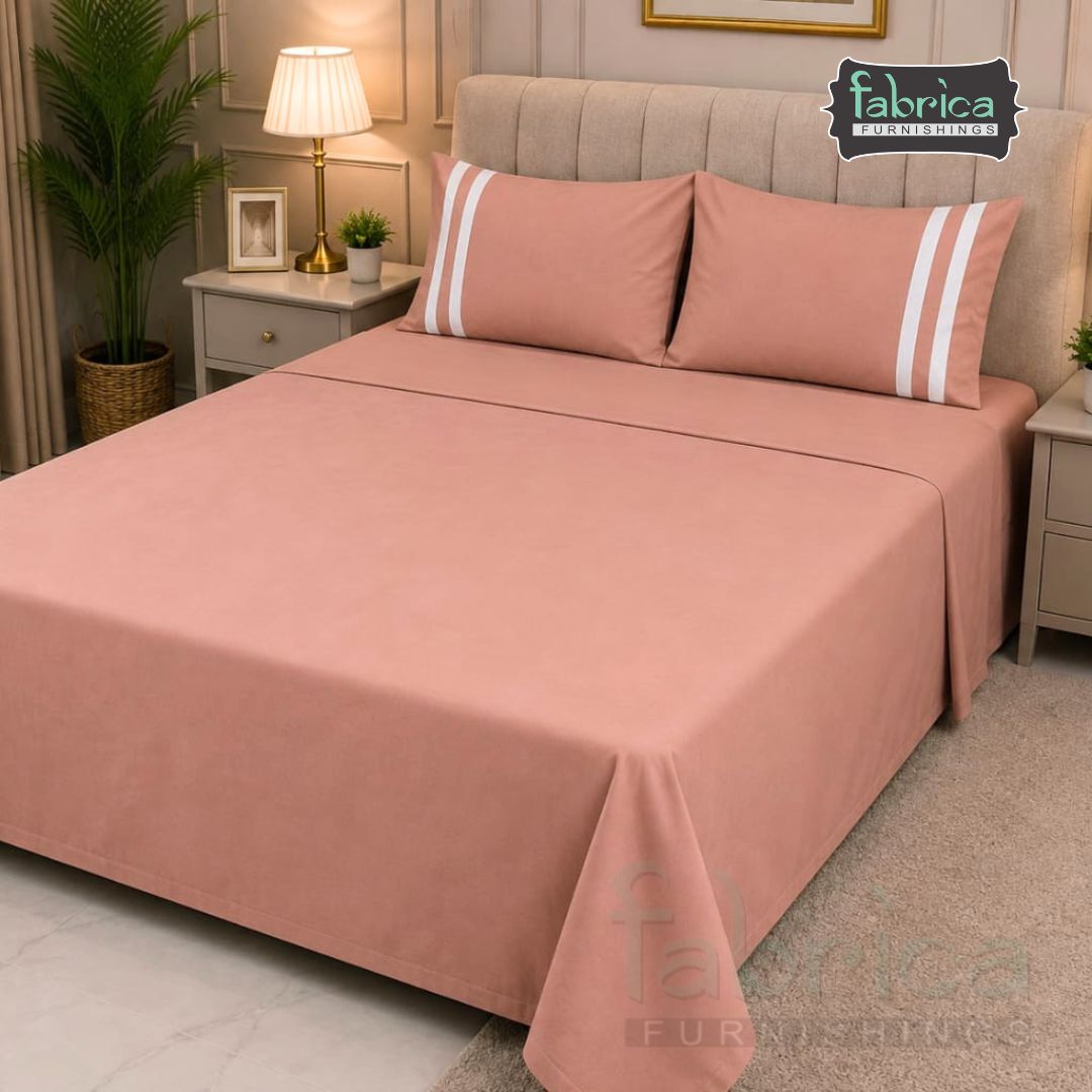 Premium Solid Muted Terracotta King Size Cotton Bedsheet with 2 Pillow Covers