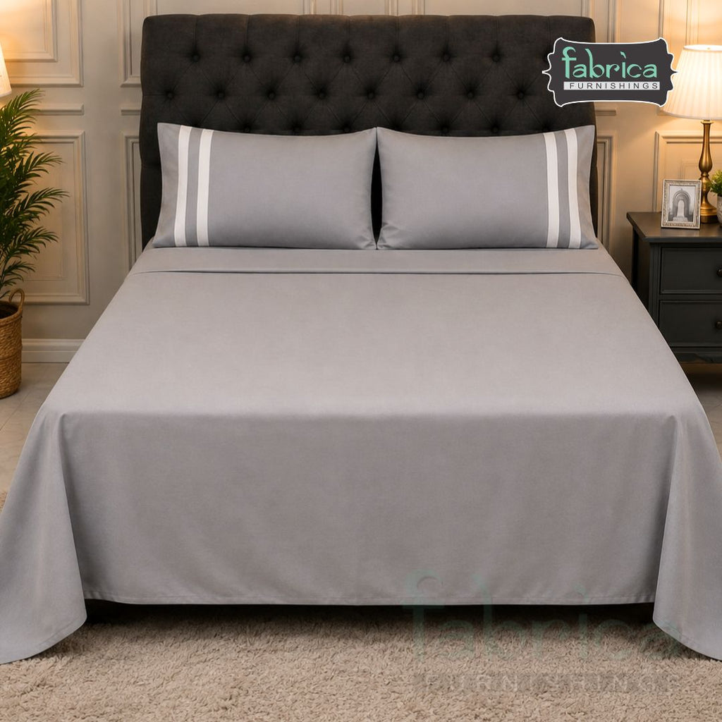 Serene Premium Solid Gray King Size Cotton Bedsheet with 2 Pillow Covers