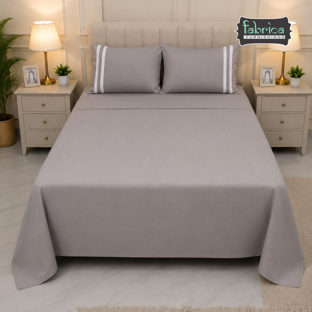 Premium Solid Taupe King Size Cotton Bedsheet with 2 Pillow Covers