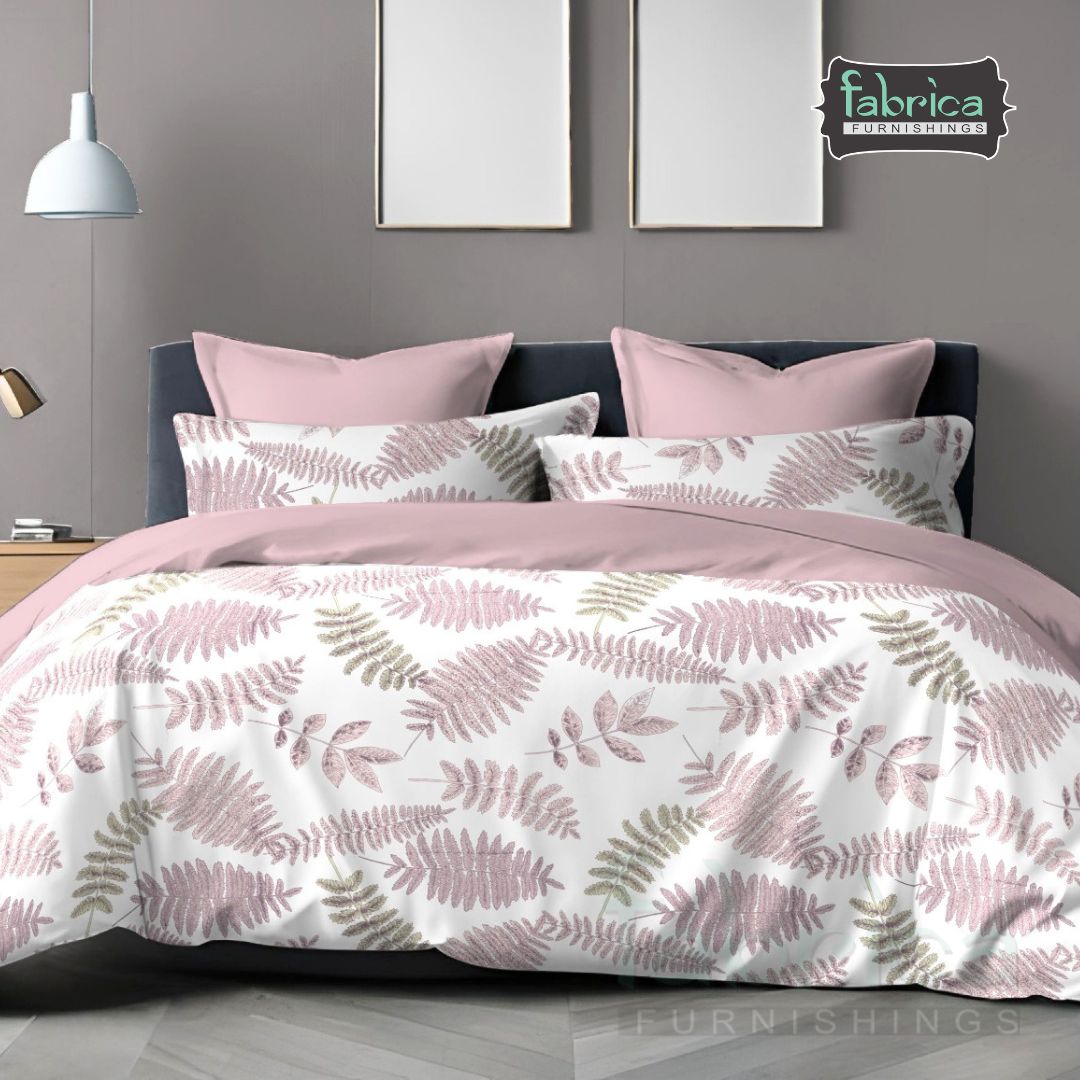 Boutique Blush Fern Premium Cotton Bedsheet Set