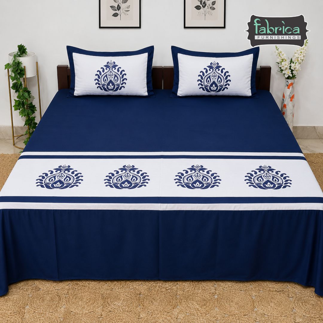 Fabby Home Designer  Embroider king Size pure cotton Bed Sheets