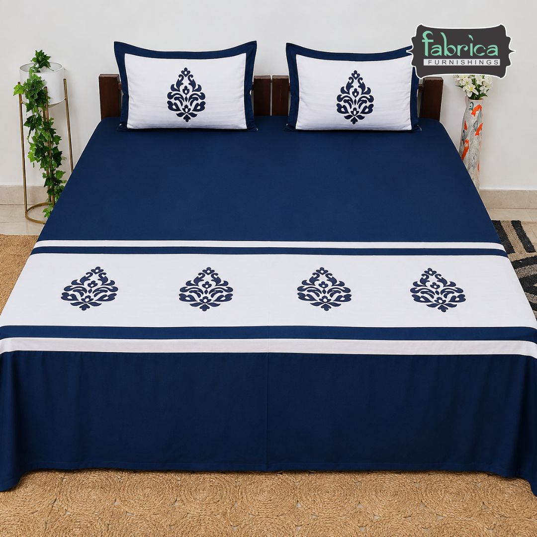 Fabby Home Designer  Embroider king Size pure cotton Bed Sheets