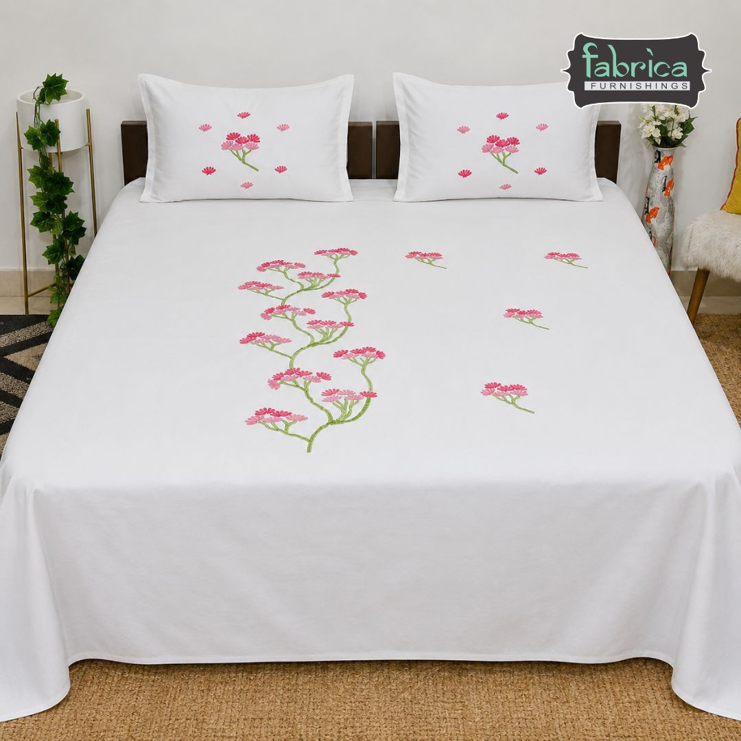 Decor Classic Embroider Cotton Designer King Size Bedsheet