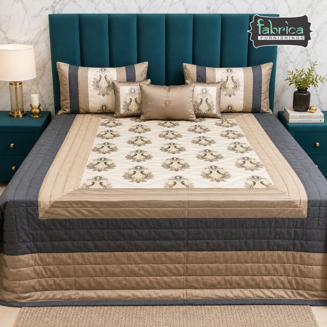 Royal Noorani Luxurious 6 -Piece Embroidered Silk Bedcover Set