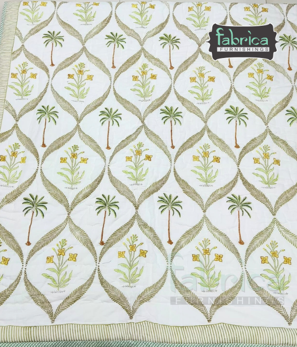 Rangoli Handblock Printed Pure Mul Cotton Reversible Quilts / Rajai