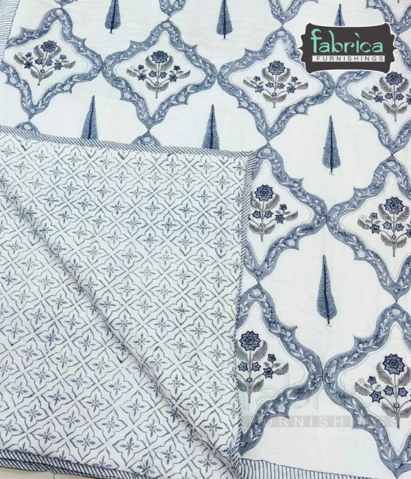 Rangoli Handblock Printed Pure Mul Cotton Reversible Quilts / Rajai