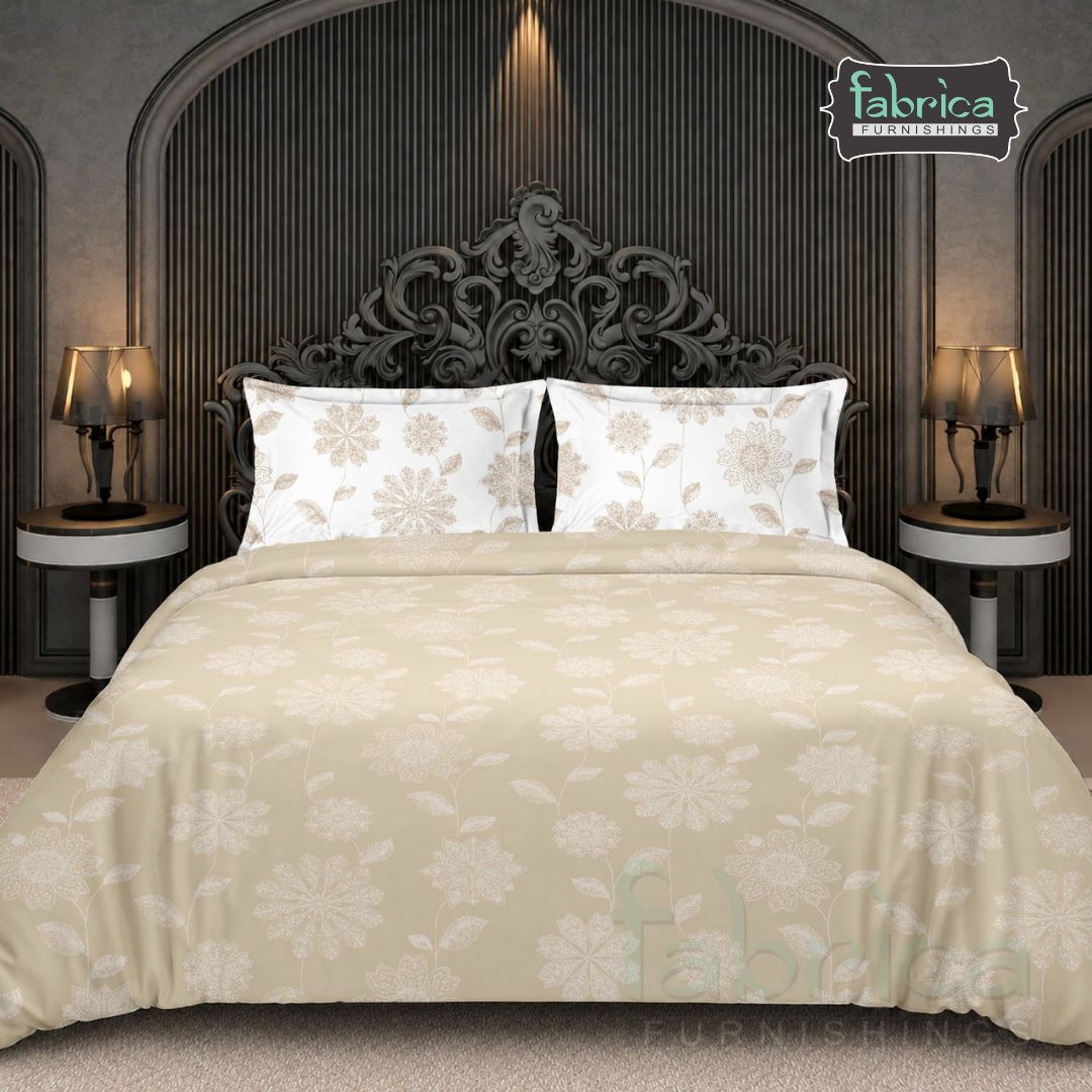 Lotus Ivory Bloom King Size Premium Pure Cotton Bedsheet Set
