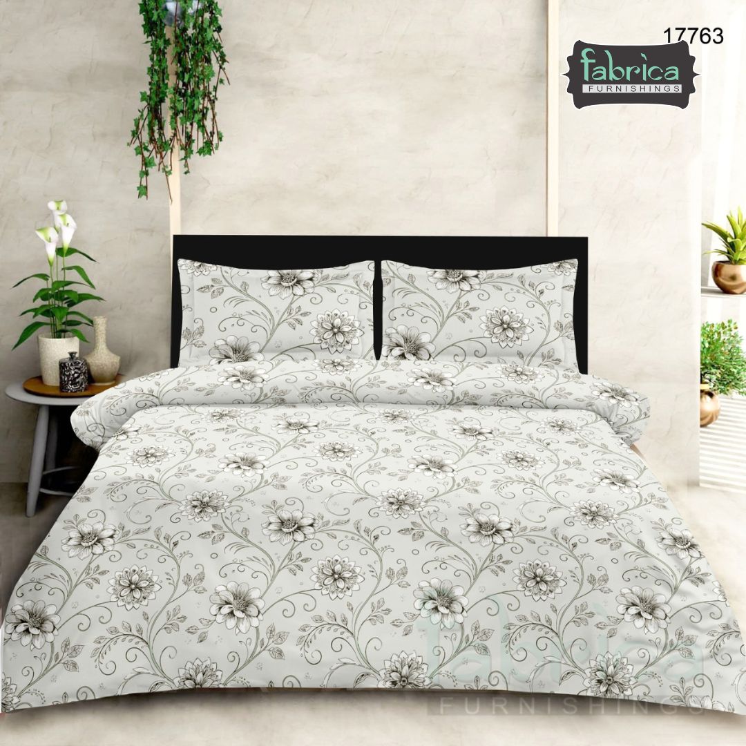 Boutique Monochrome Blossom Premium Bedsheet Set