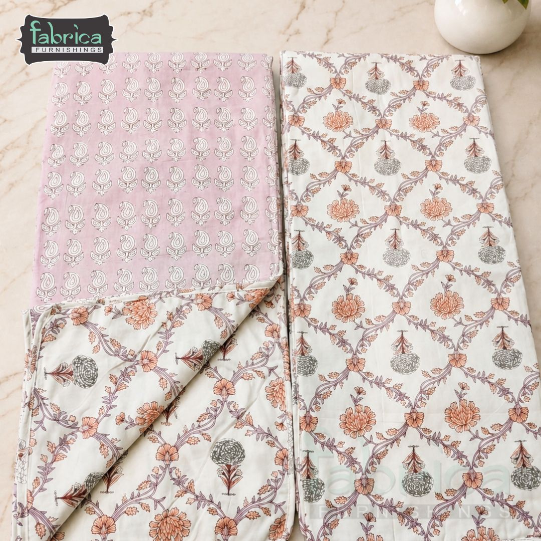 Gulzar Premium Floral Print 2 Piece Single Bed Dohar Set