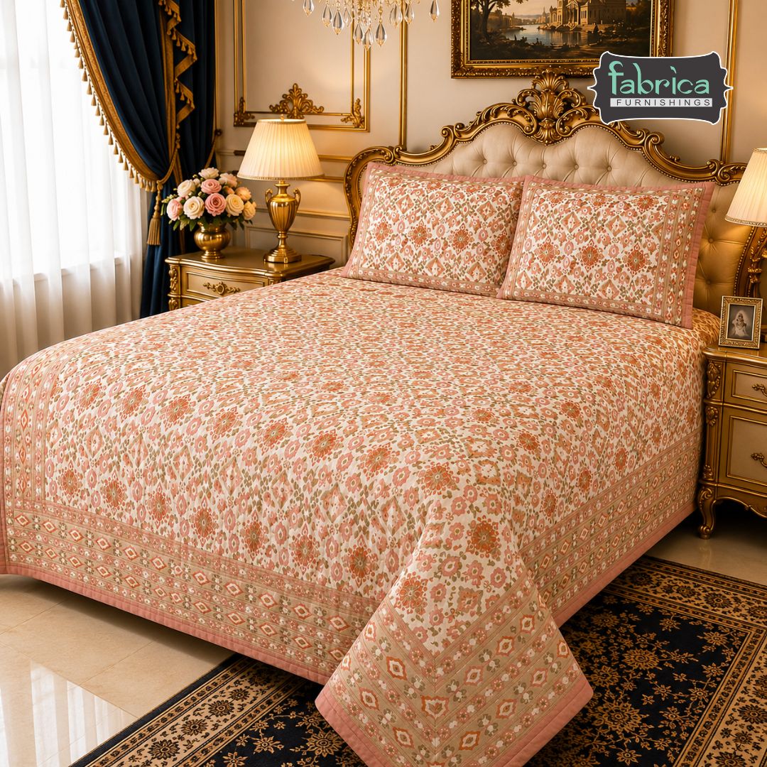 Rang Mahal Handblock Printed Double Bed Pure Mul Cotton AC Quilt