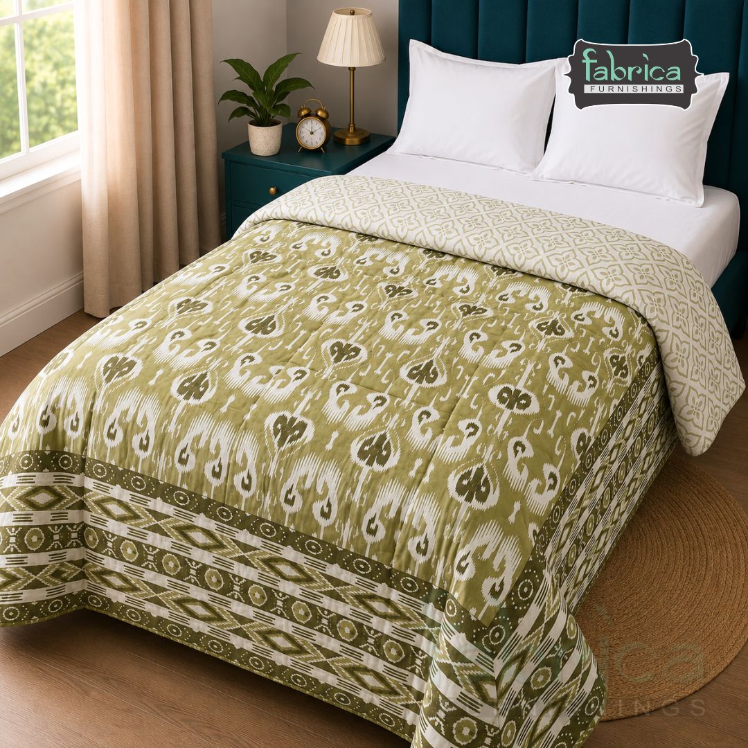 Mughal Nazakat Handblock Printed Single Bed Pure Cotton AC Quilt