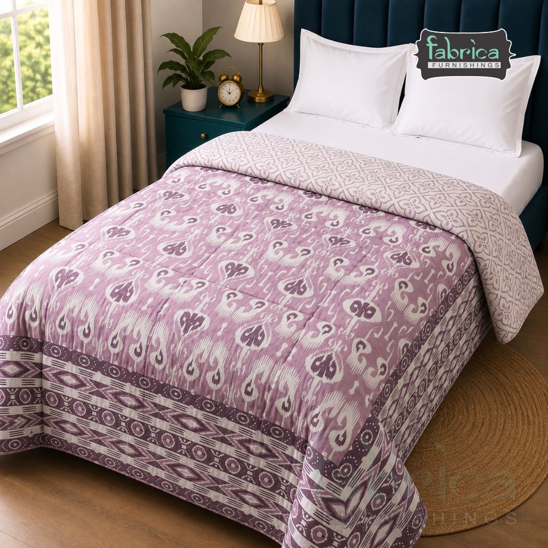 Mughal Nazakat Handblock Printed Single Bed Pure Cotton AC Quilt