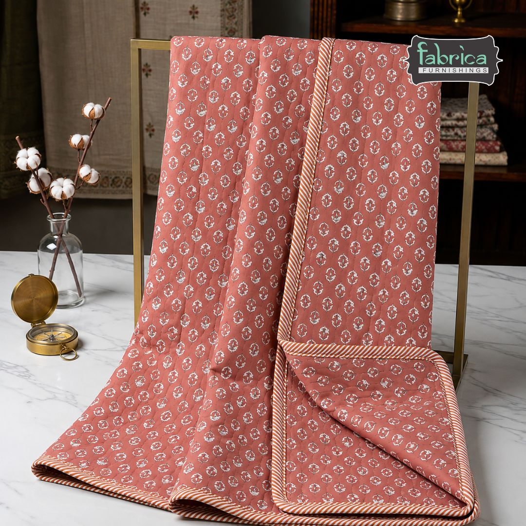 Tulip Handblock Printed Single Bed Pure Mul Cotton AC Quilt