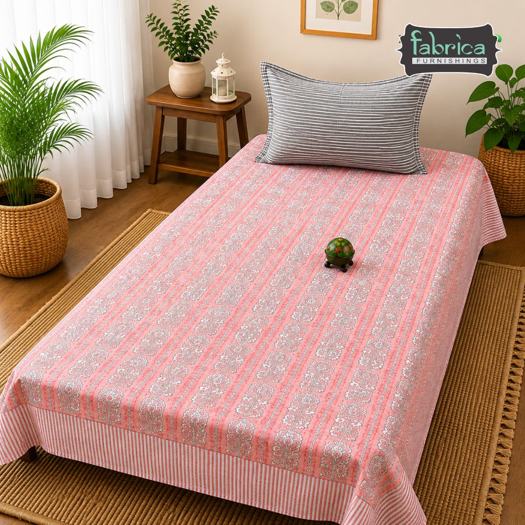 Rangbirangi Printed Single Bed Pure Cotton Bedsheet Set