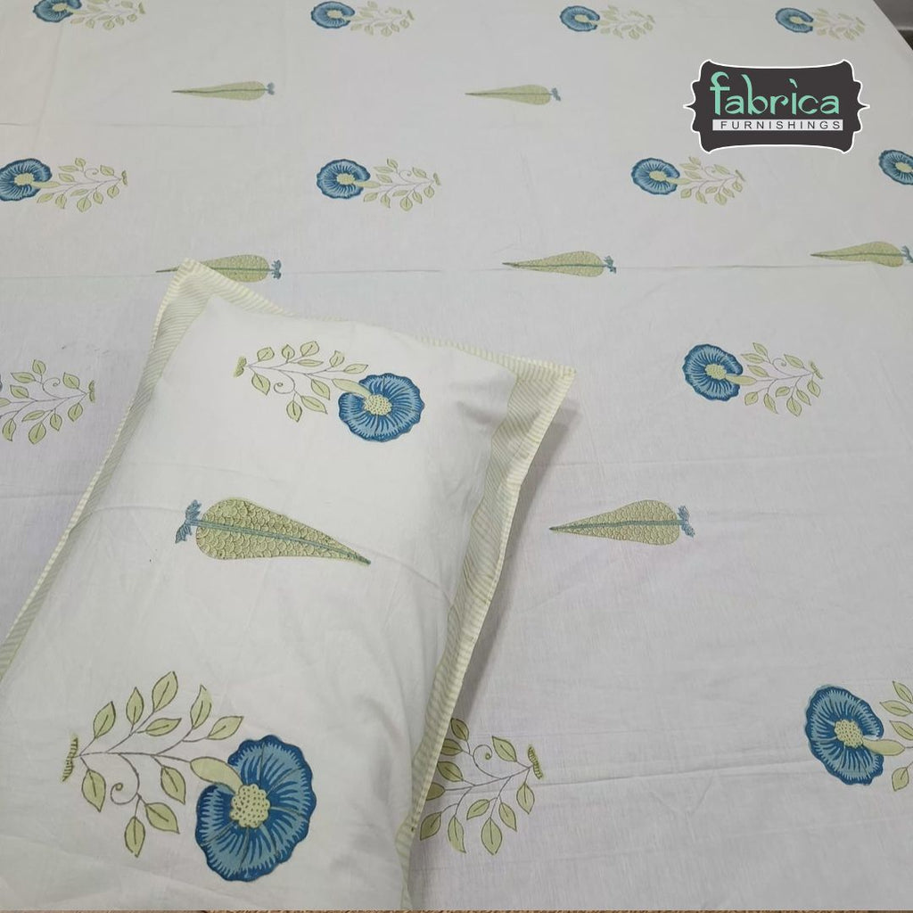 Percale Elegant Floral Printed Pure Cotton Super King-Size Bedsheet
