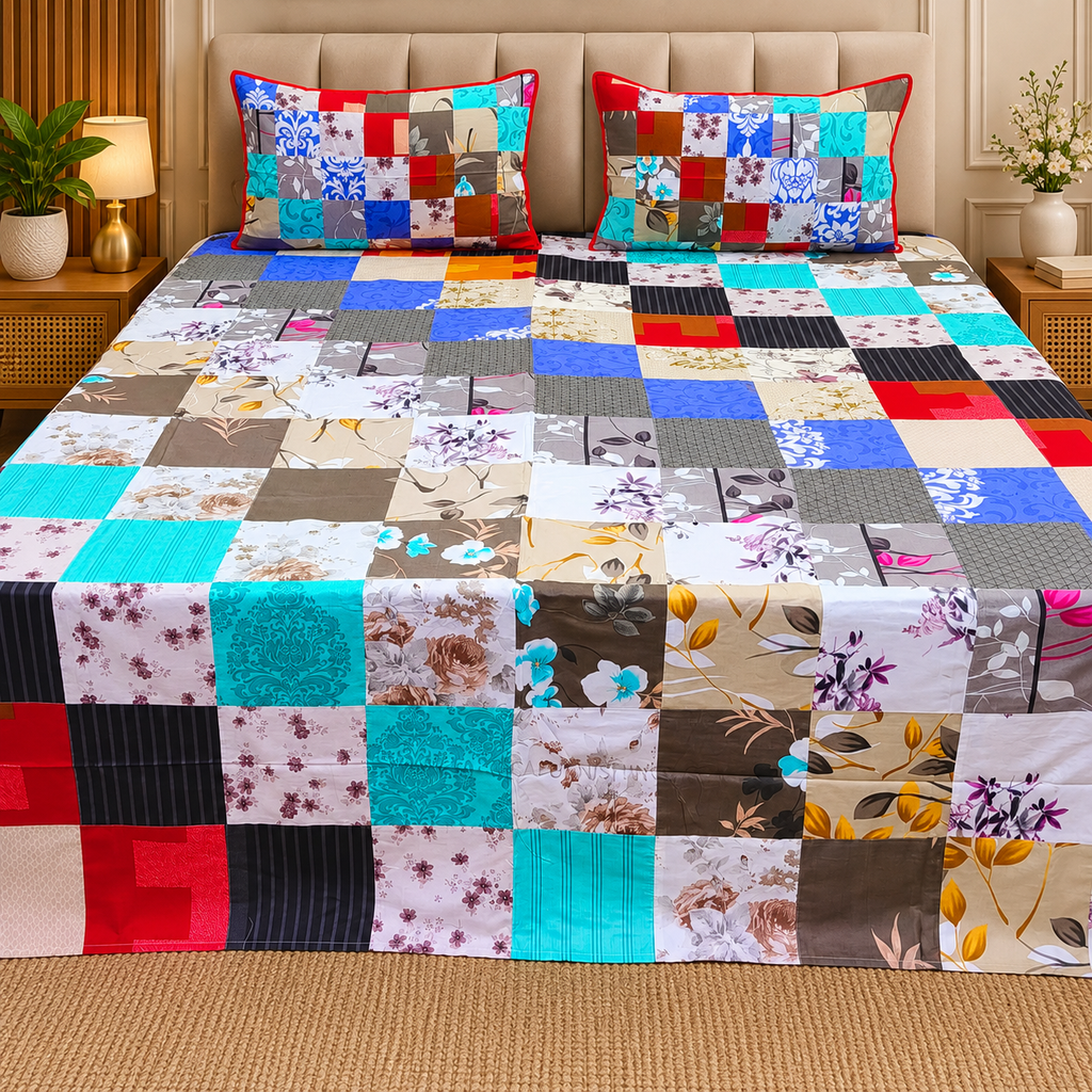 Fabby Decor Designer Print Cotton King Size Bed Sheets