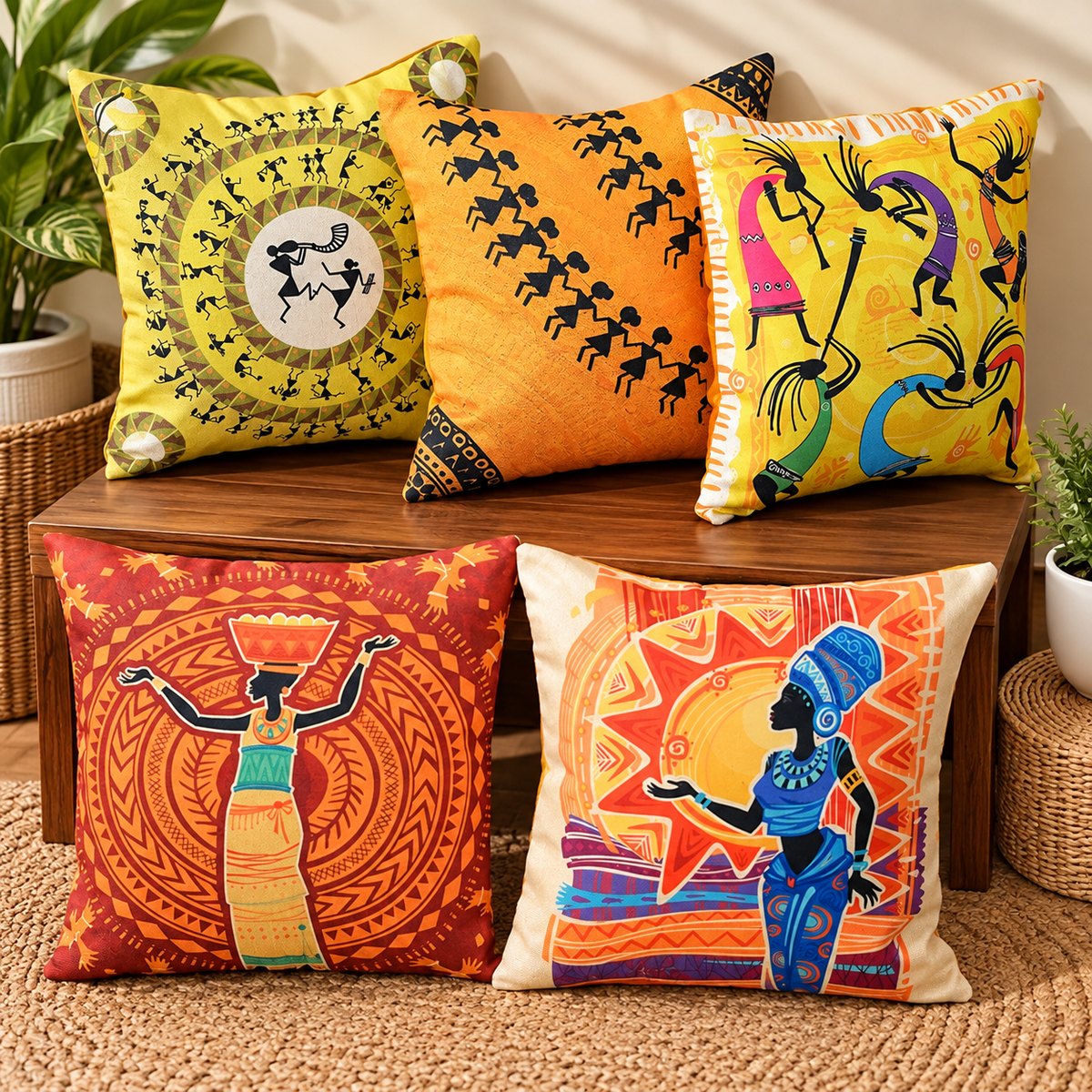 Anita's Royal Digital  Cushion Covers (SET OF 5).