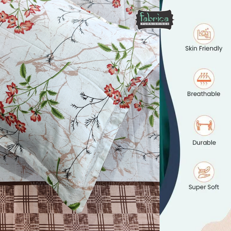 Fabby Decor Designer Print Cotton Double Bed Super King Size Bed Sheets