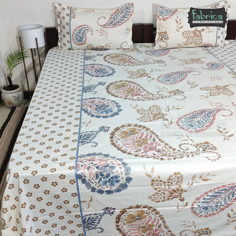 Fabby Decor Designer Print Cotton Double Bed Super King Size Bed Sheets