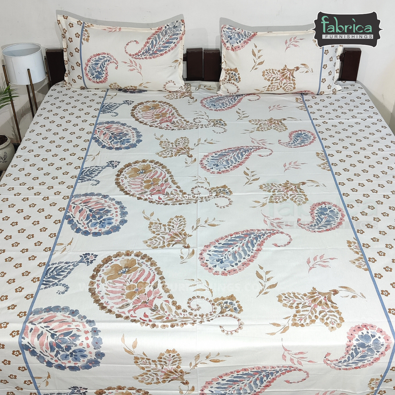 Fabby Decor Designer Print Cotton Double Bed Super King Size Bed Sheets
